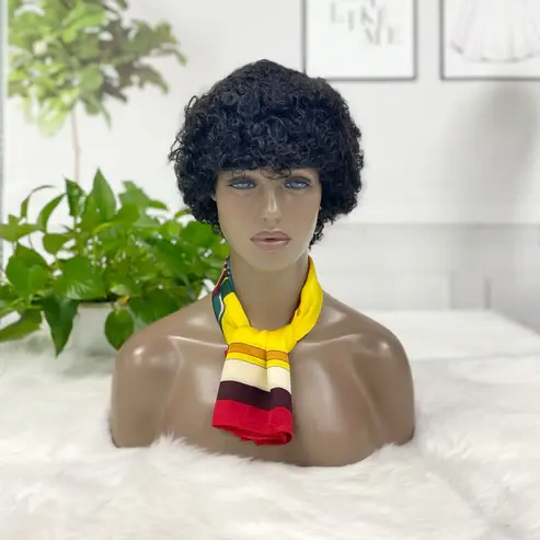 Thumbnail: W679 Machine Human Hair Wig Color 1B