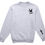 Thumbnail: Front of gray crew with a dove holding a leaf with Bless Up underneath it on left chest, and a cross on the left sleeve.