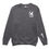 Thumbnail: Front of charcoal gray crew with a dove holding a leaf with Bless Up underneath it on left chest, and a cross on the left sleeve.