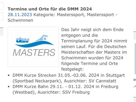 Termine und Orte Deutsche Mastersmeisterschaften 2024