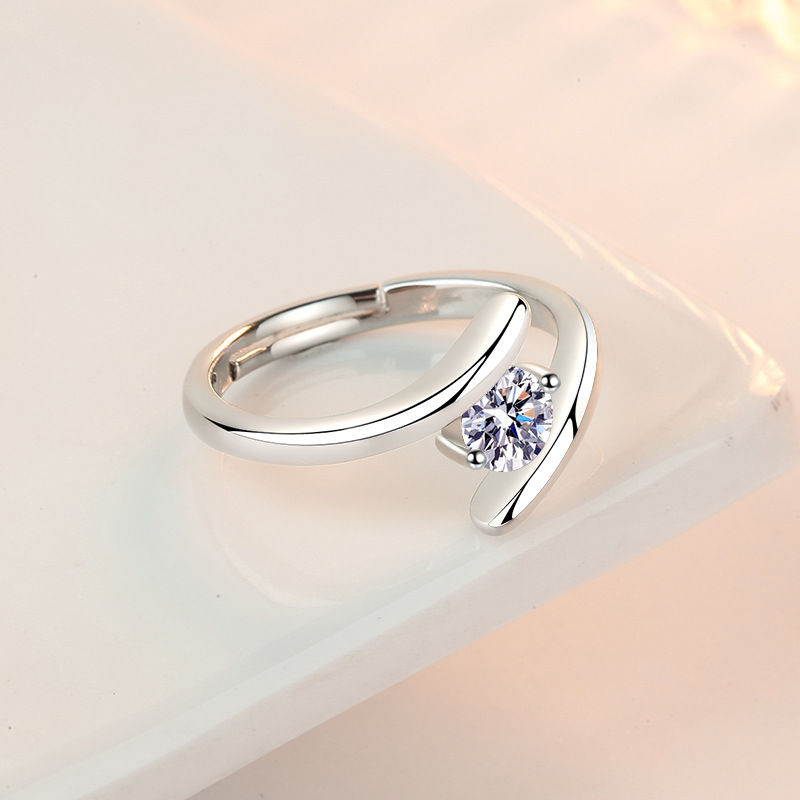 Thumbnail: 925 Sterling Silver Luxury Zircon Statement Ring Women