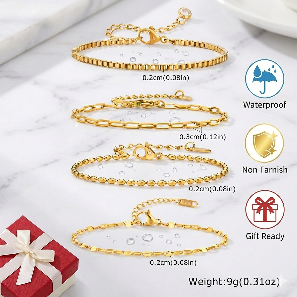 Thumbnail: Non-Tarnish Gold Herringbone Stainless Steel Bracelet