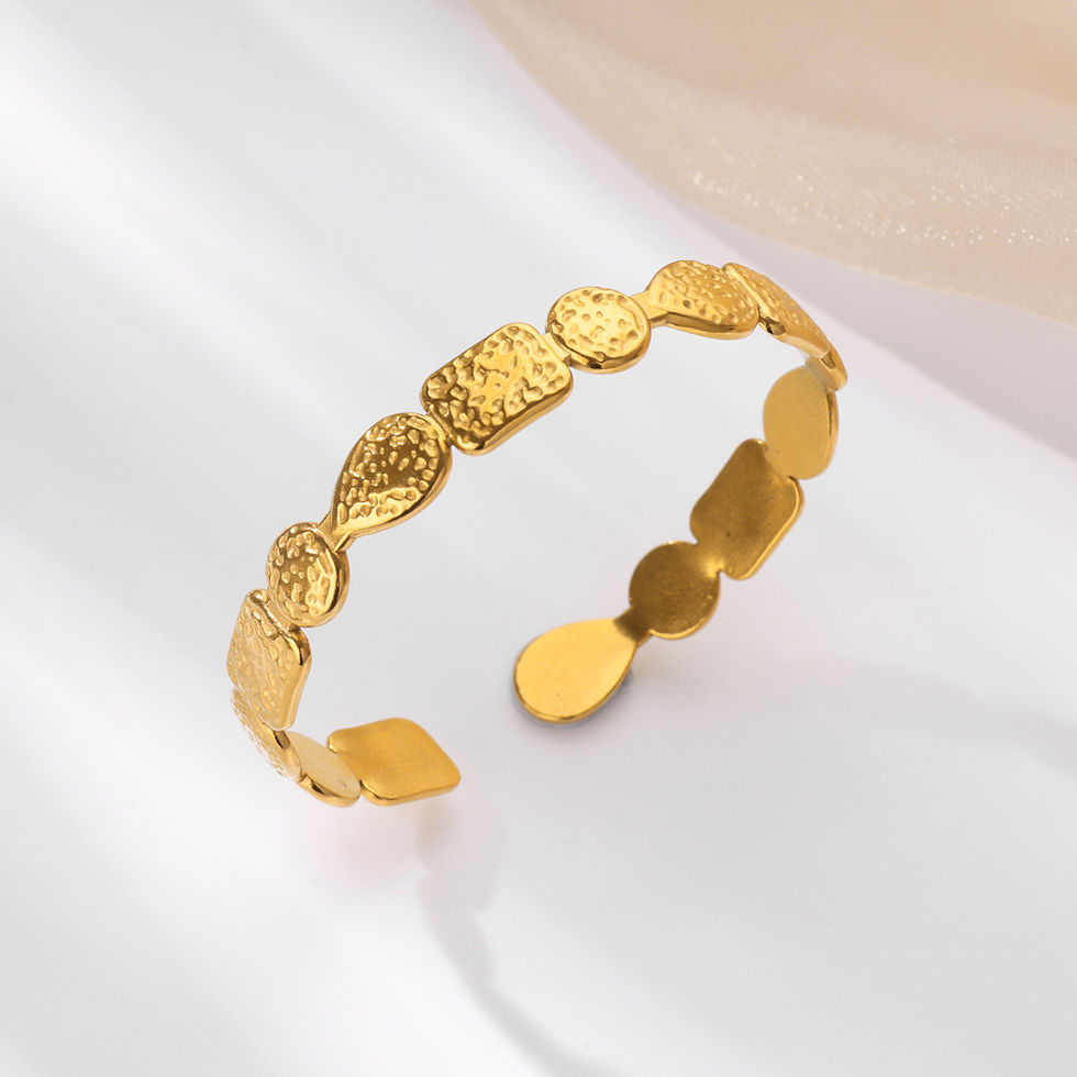 Thumbnail: Stainless Steel Wide Gold Flower Cuff Bangle for Women