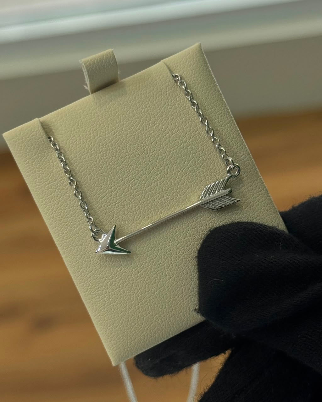 Sterling Silver Sideways Arrow Necklace 