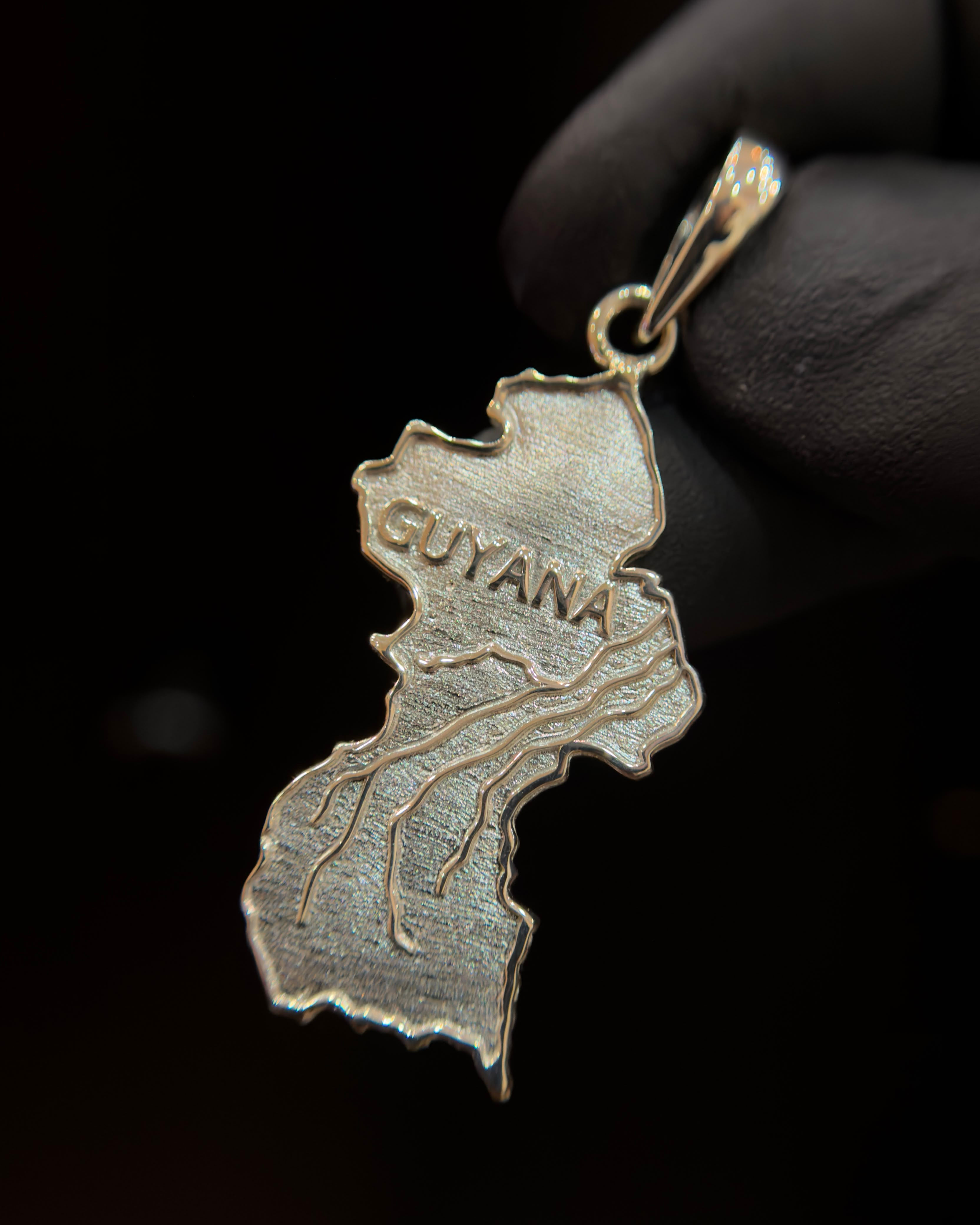 925 Sterling Silver Guyana Map Pendant