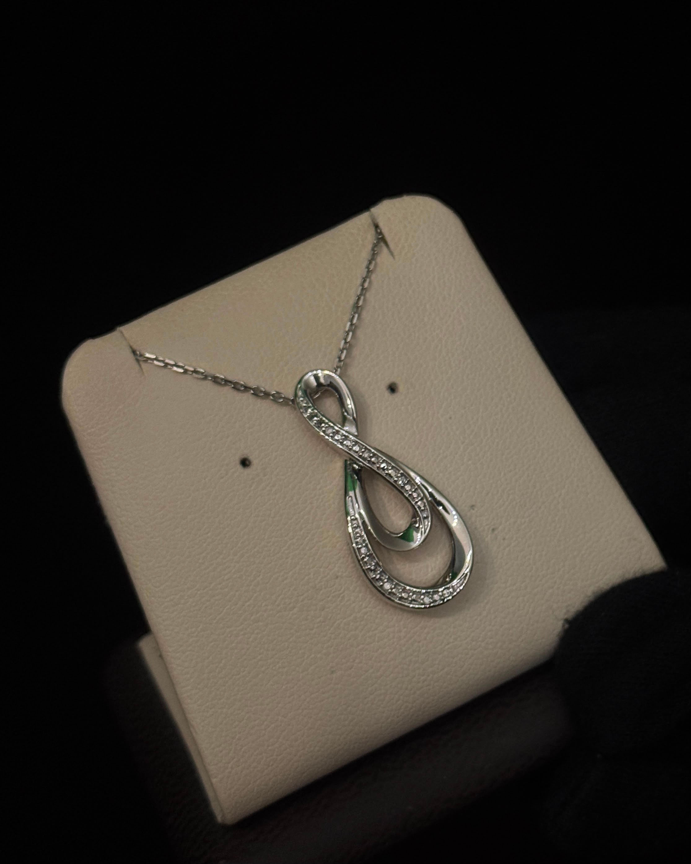 Sterling Silver Diamond Accent Infinity Necklace/0.03ct