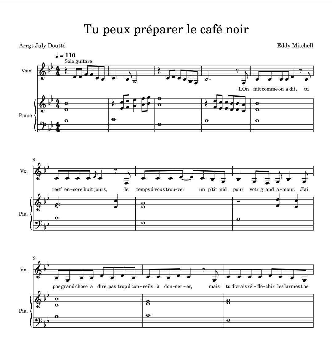 Tu peux préparer le café noir – Eddy Mitchell