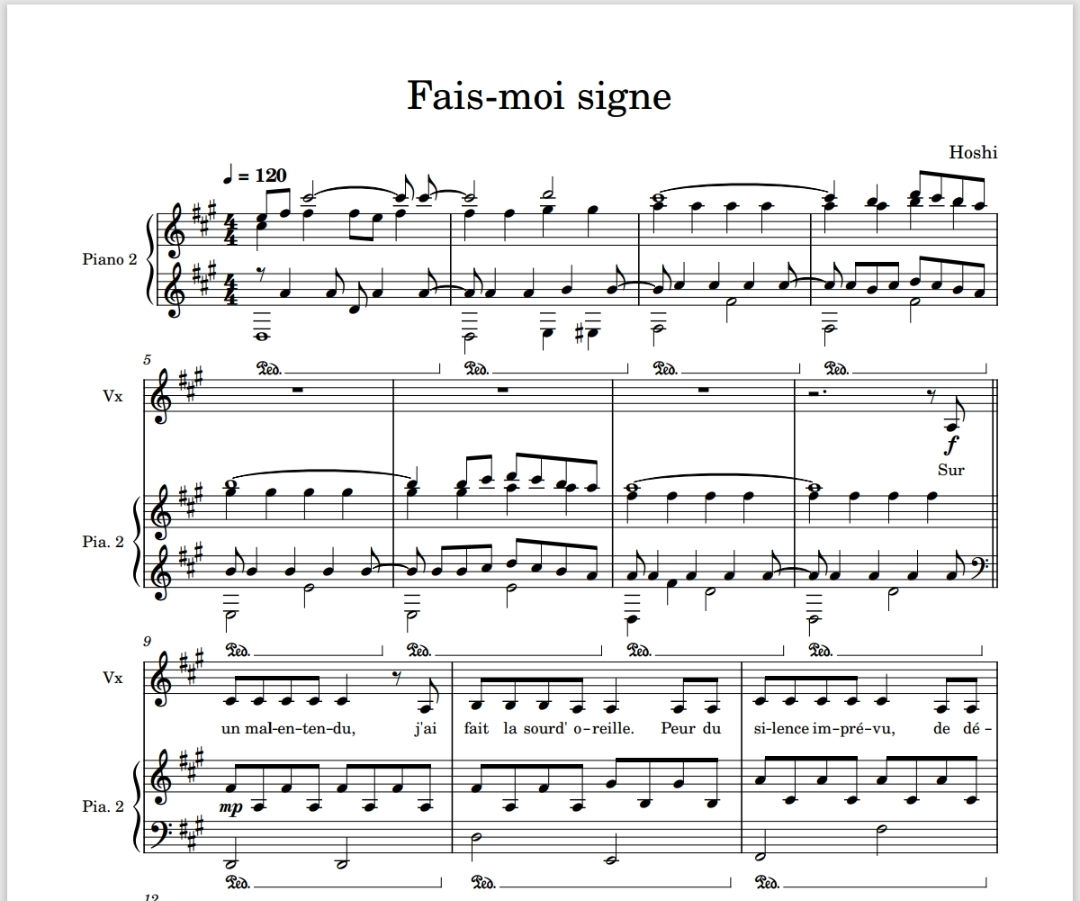 Fais-moi signe - Hoshi - Mélodie à chanter