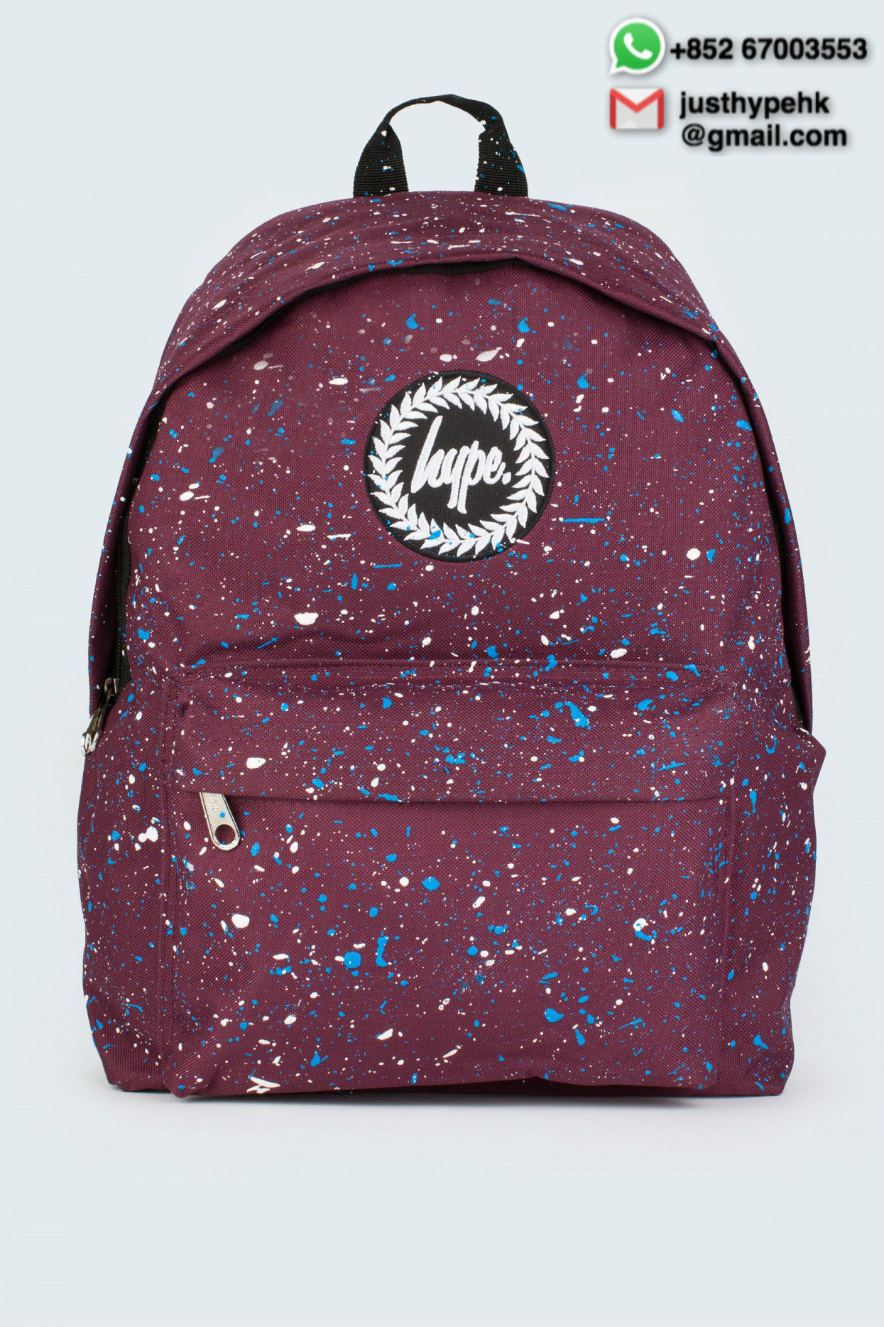 英國正品HYPE BURGUNDY WITH BLUE & WHITE SPECKLE BACKPACK香港HYPE酒紅藍白色噴墨書包背囊現貨代購