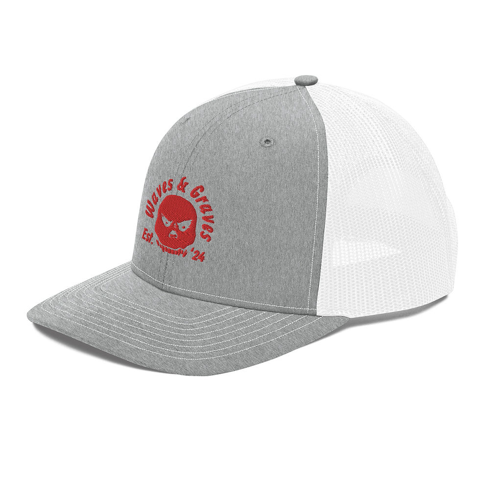 Thumbnail: Waves & Graves | Red-stitch Skull — Trucker Cap