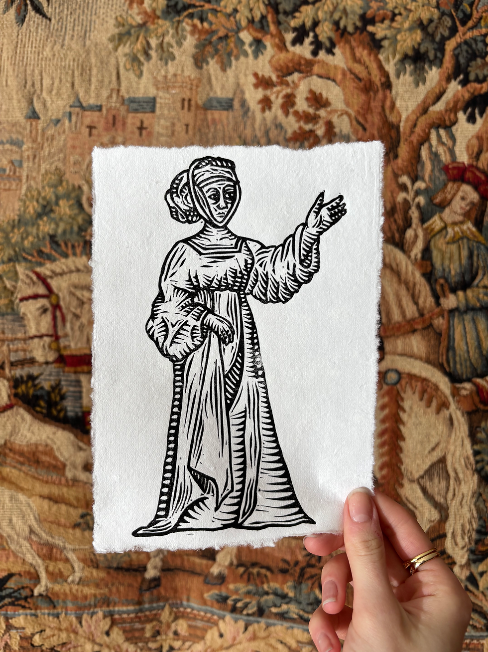 Medieval Lady Lino cut