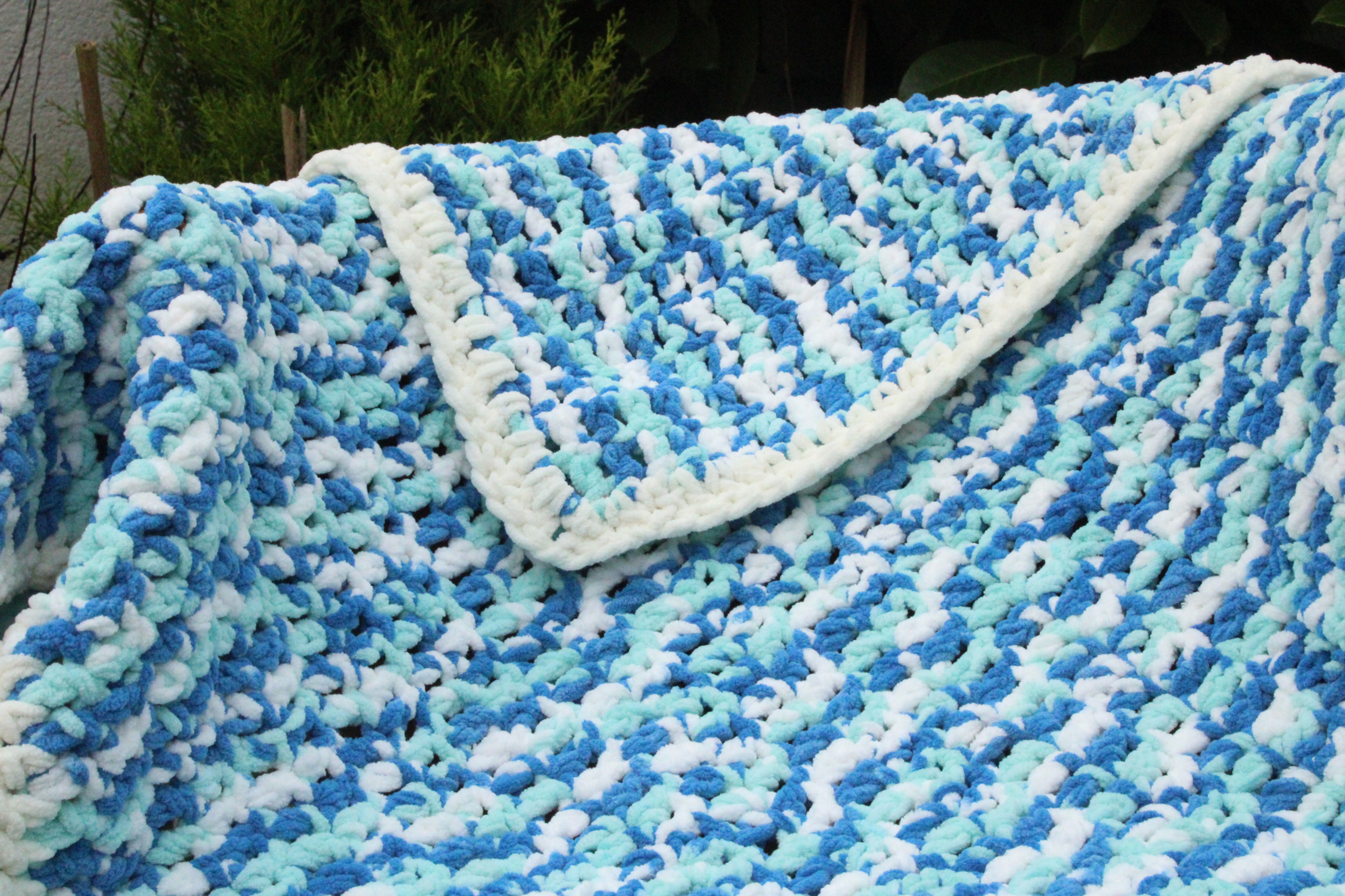 Ocean Blue Baby Banket with White Edging
