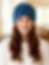 Model wearing Azure Bloom crochet beanie handmade blue crochet hat with floral accent hat with decorative flower