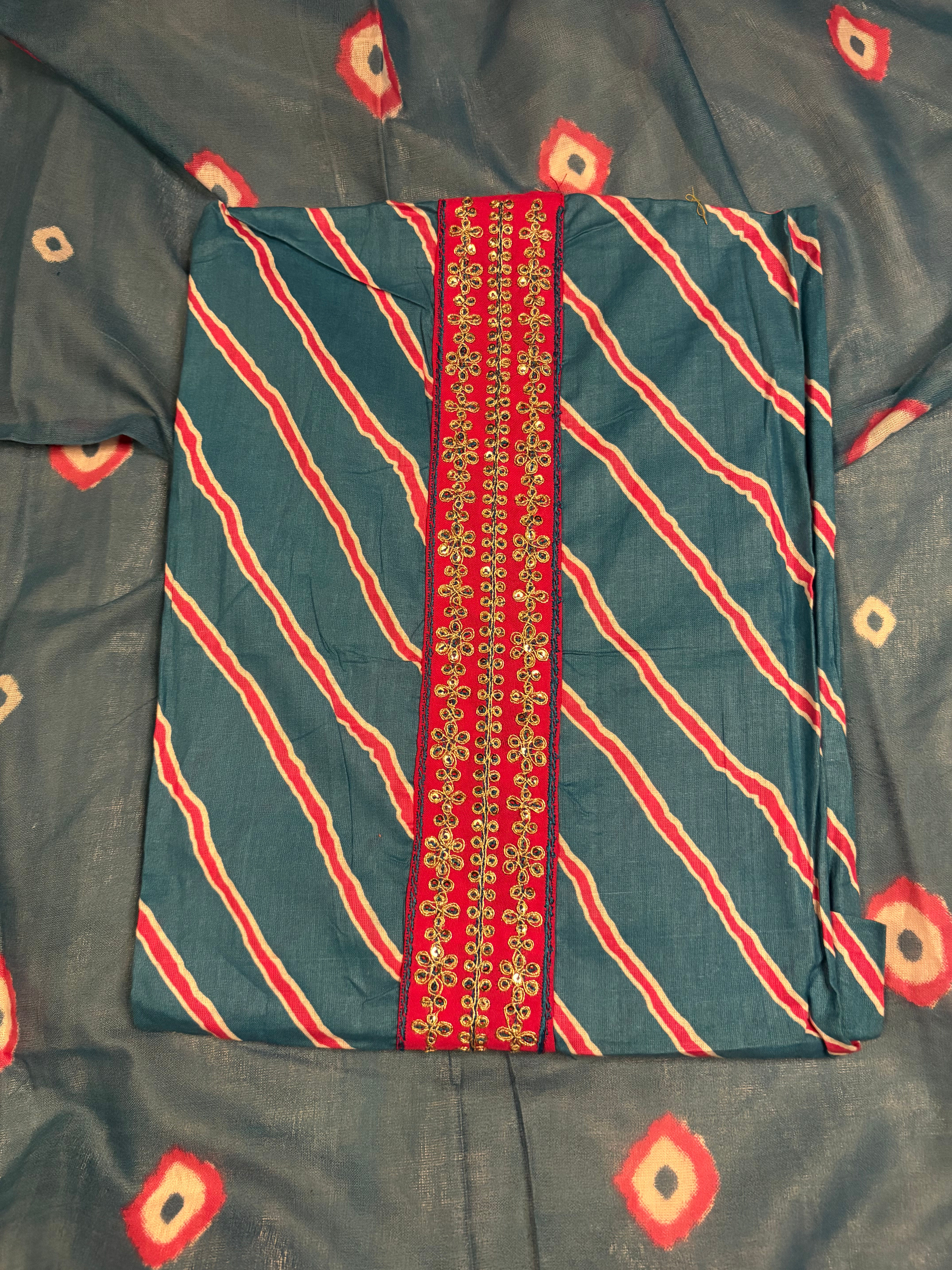 Unstitched cotton 3 piece suit sets 