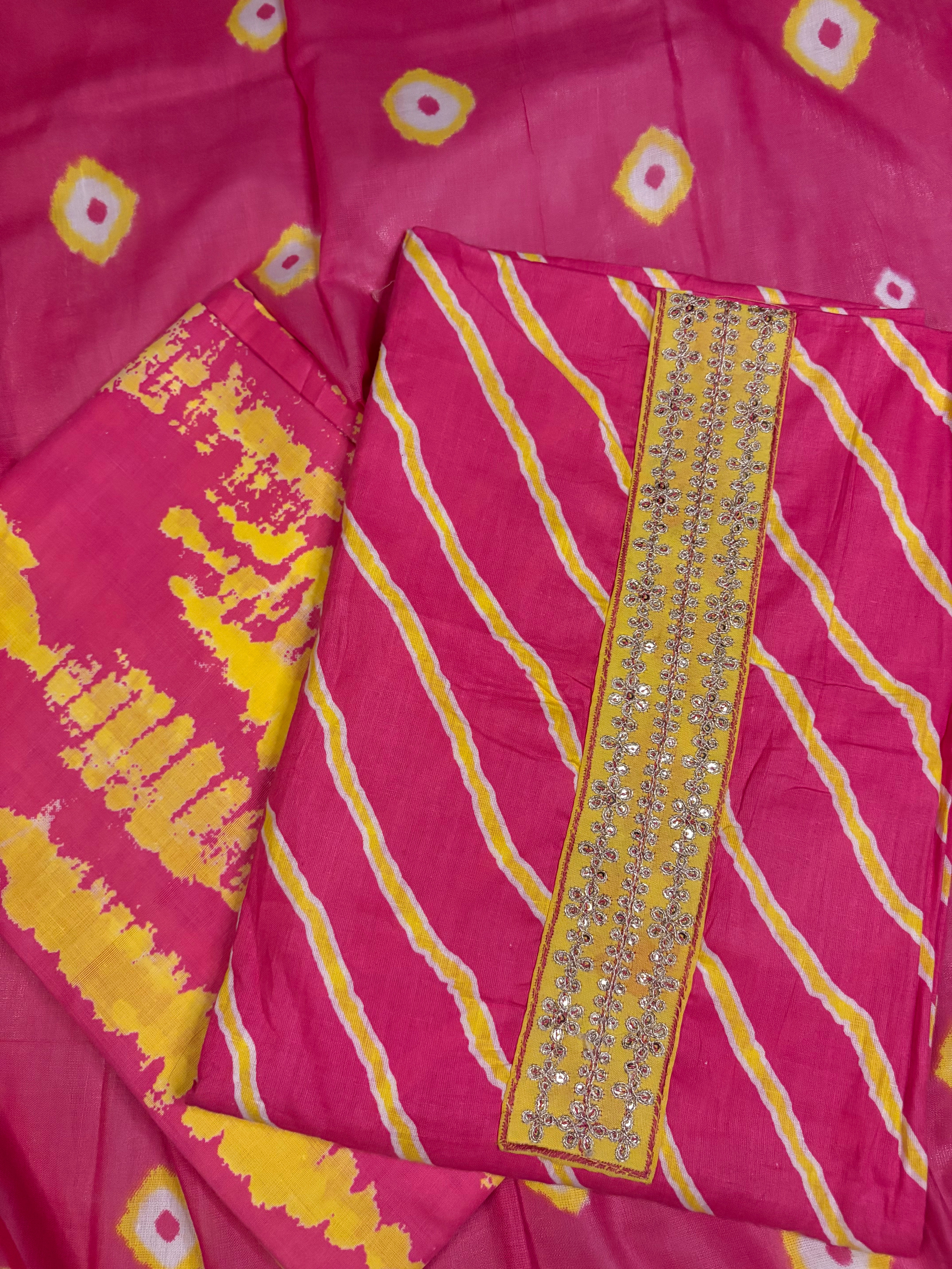 Unstitched cotton 3 piece salwar material