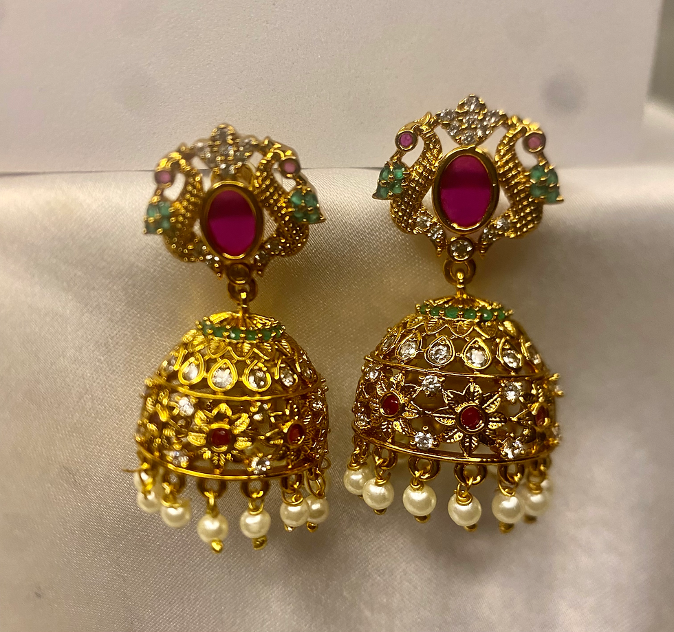 Thumbnail: Jhumkas ruby with white stone 