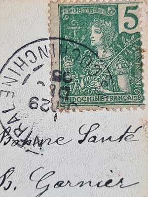 Thumbnail: 1905 Singapore River. " Send to France affixed  France inclochina 1904-1905