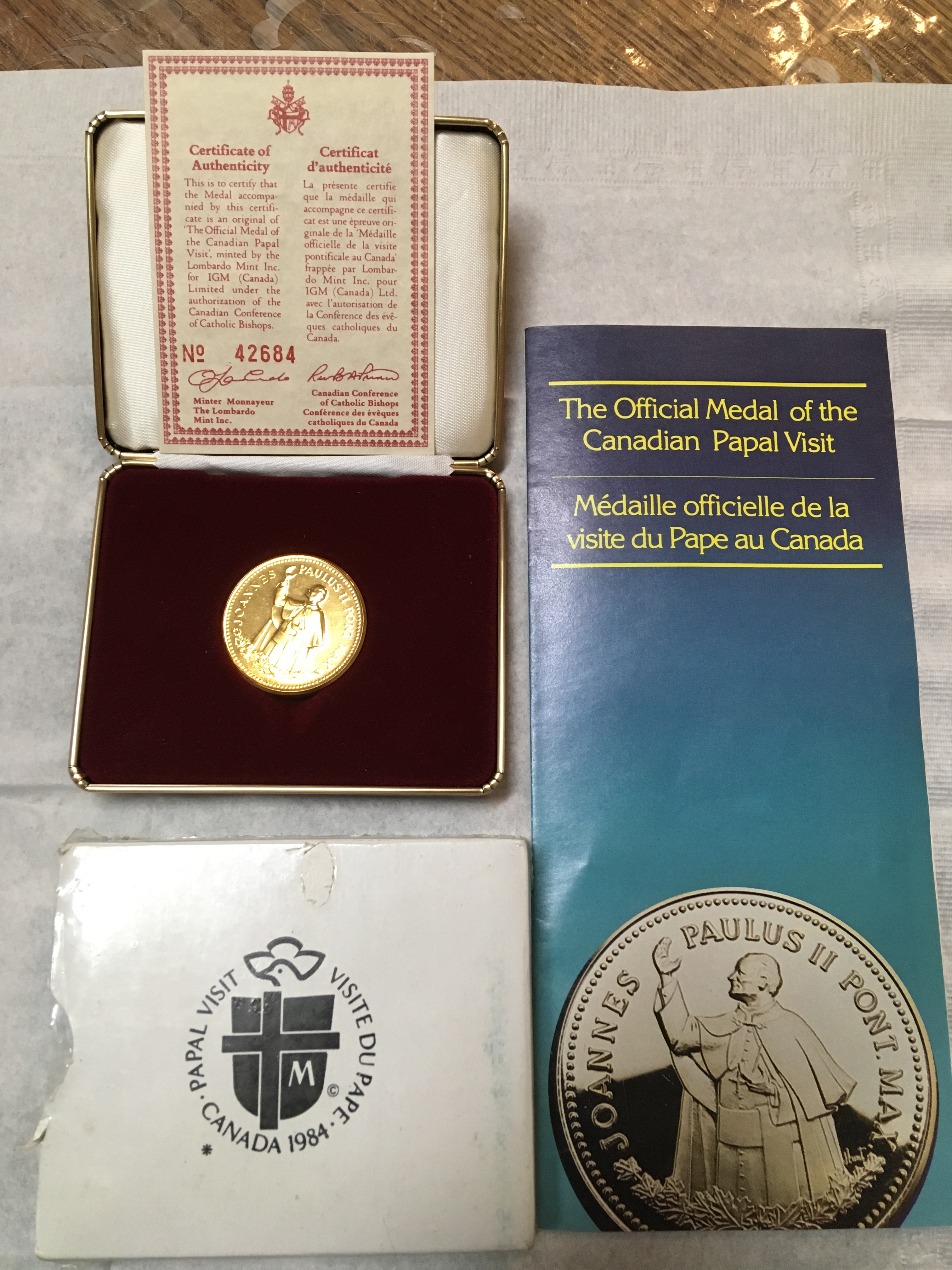Canadian Papal Visit Gold Coin