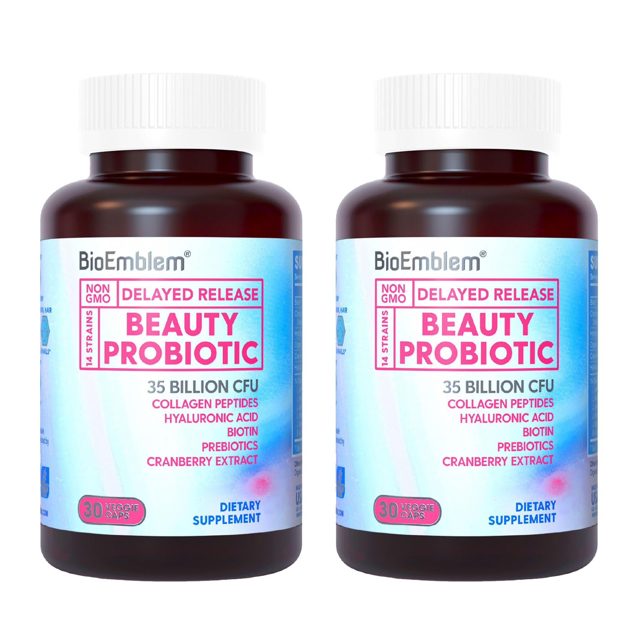 BioEmblem Beauty Probiotics for Women 35 Billion CFU 14 Strains with Biotin Coll