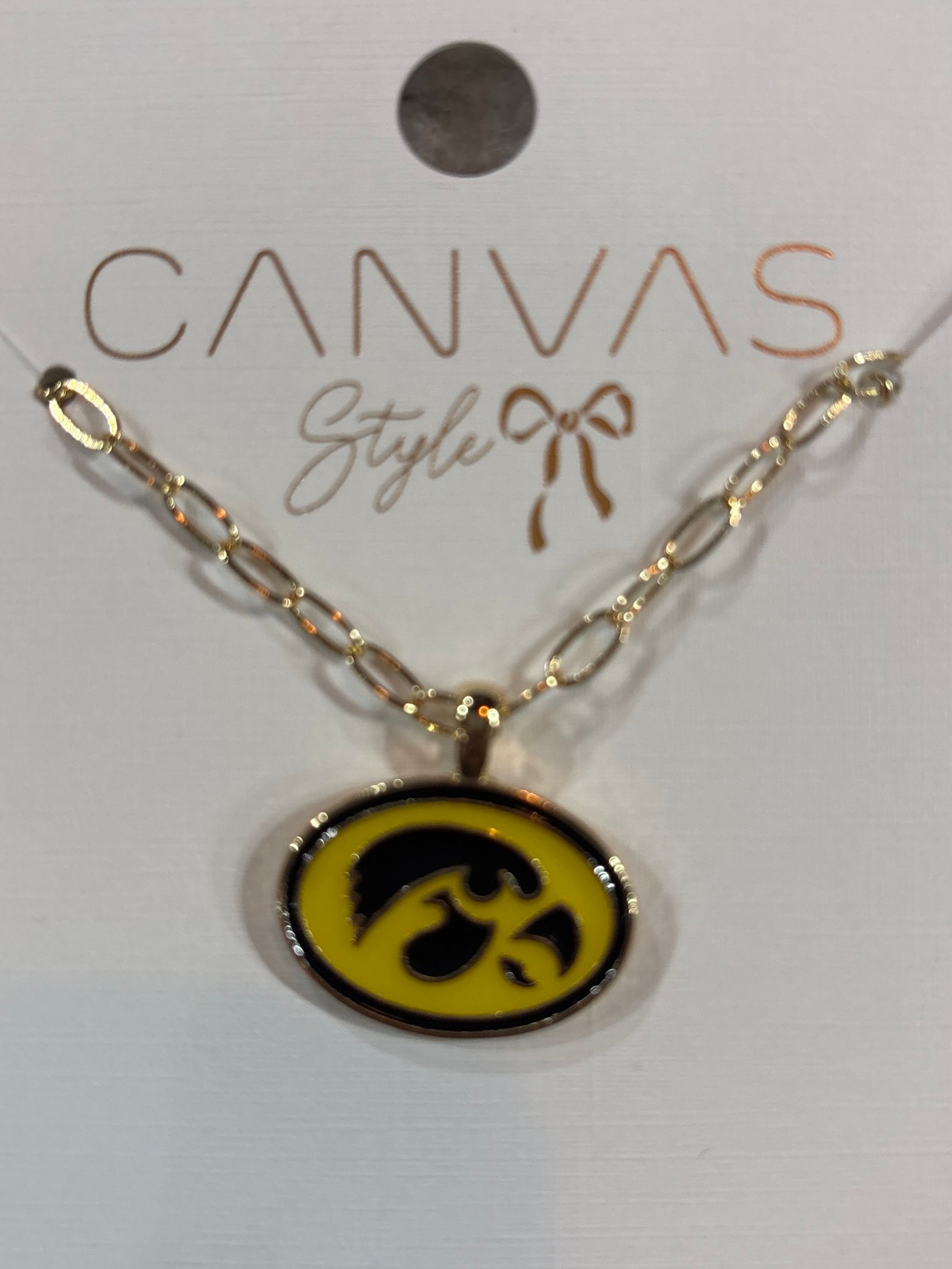 Iowa Hawkeyes Logo Enamel Pendant Charm Necklace