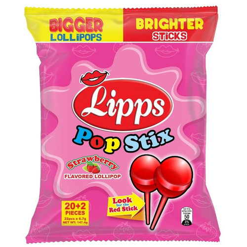 Lipps pop stix strawberry lollipop 20x 8g (4800103342795)