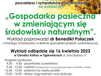 Zapraszamy na wykład dr Benedikt Polaczek 16.04.2023 w Tąpkowicach