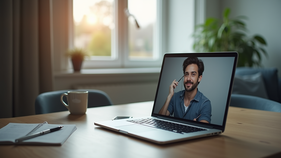 Vue rapprochée d’un ordinateur portable ouvert sur une session de soutien en ligne
