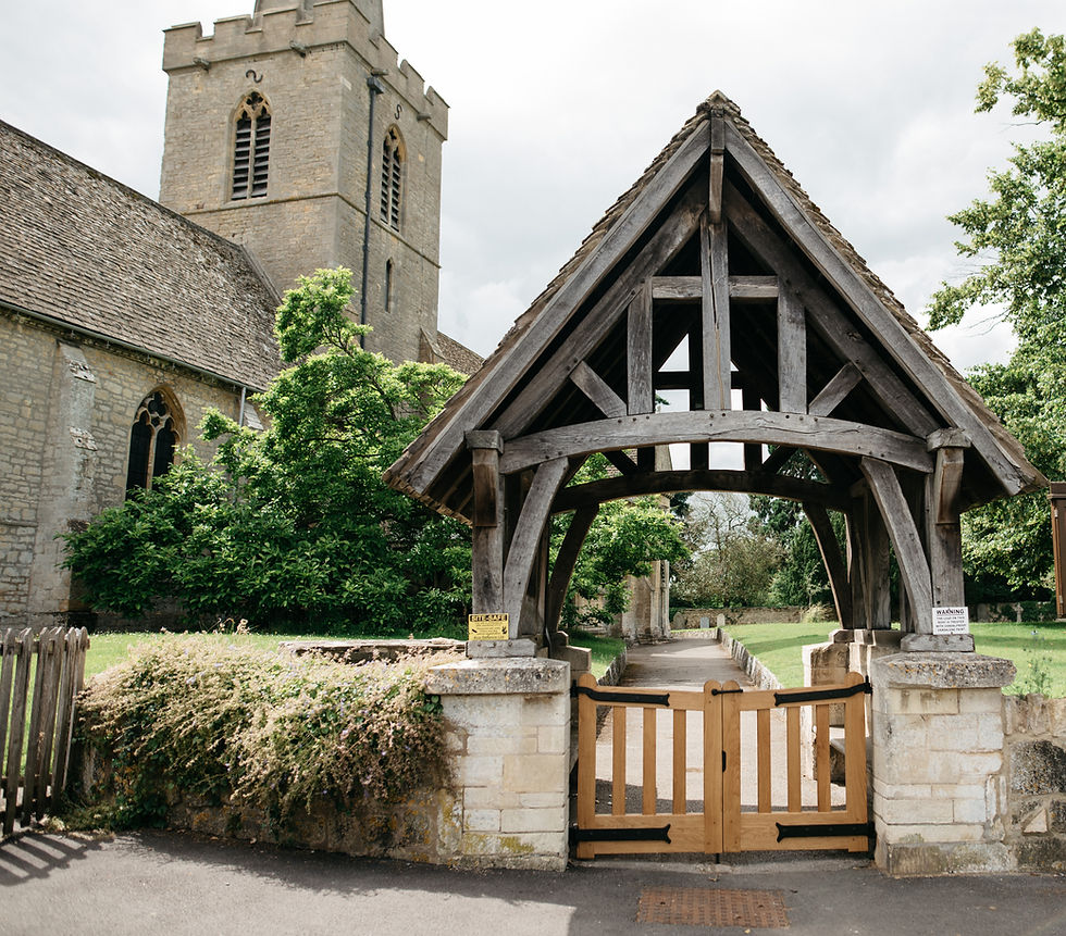 St Giles’ Church and its timber lychgate beside Bredon Manor.