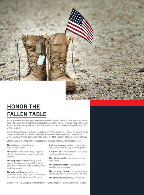 Honor the Fallen Table