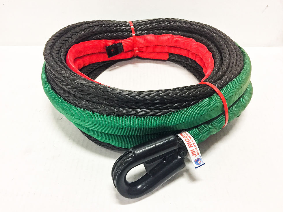 Thumbnail: 3/8" Black Pure Dyneema SK78 Winch Line w/ Protective Sleeve & Gusset Thimble
