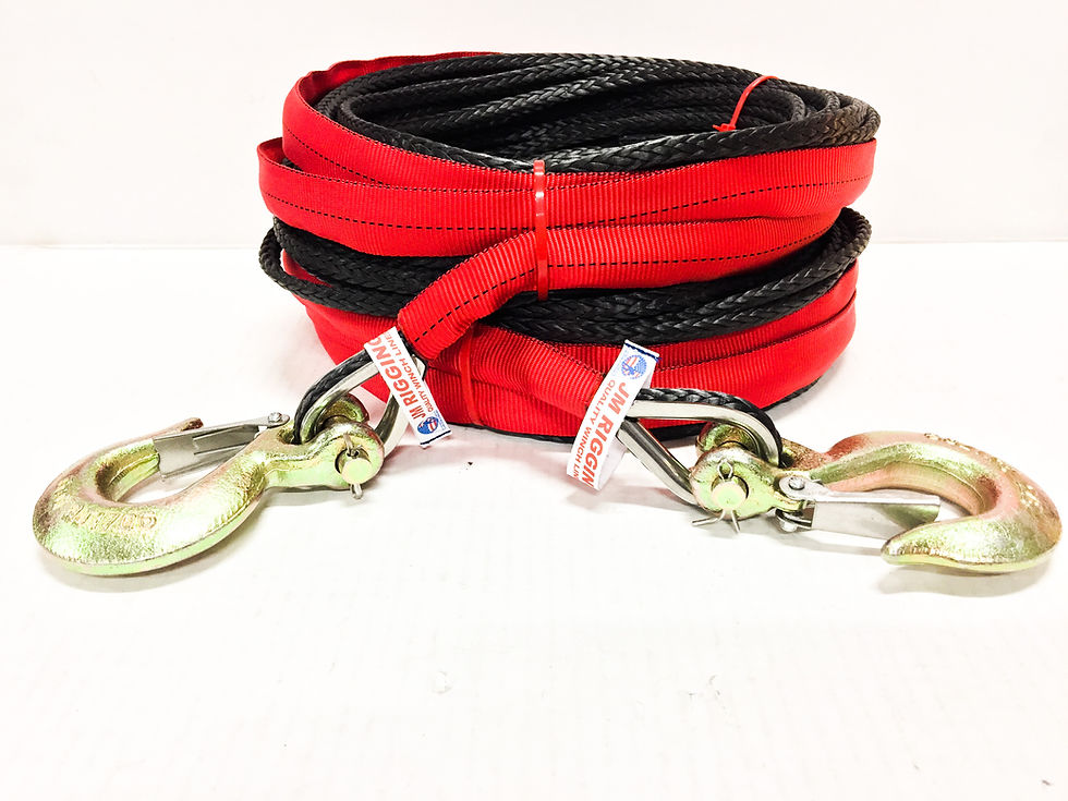 Thumbnail: 3/8" Black Pure Dyneema SK78 Winch Line w Protective Sleeve Gusset Thimble, Hook