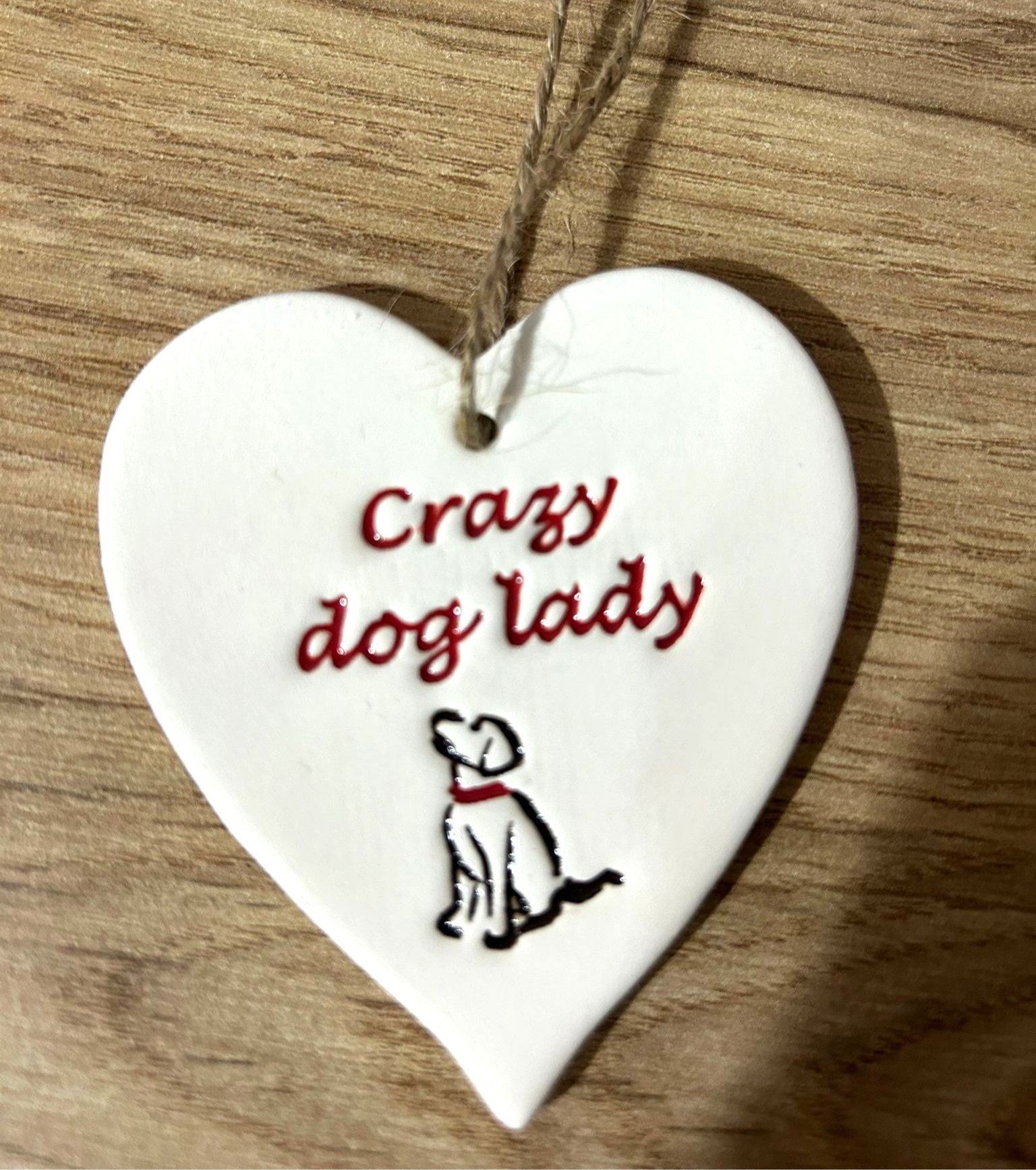 Crazy Dog Lady Ceramic Heart