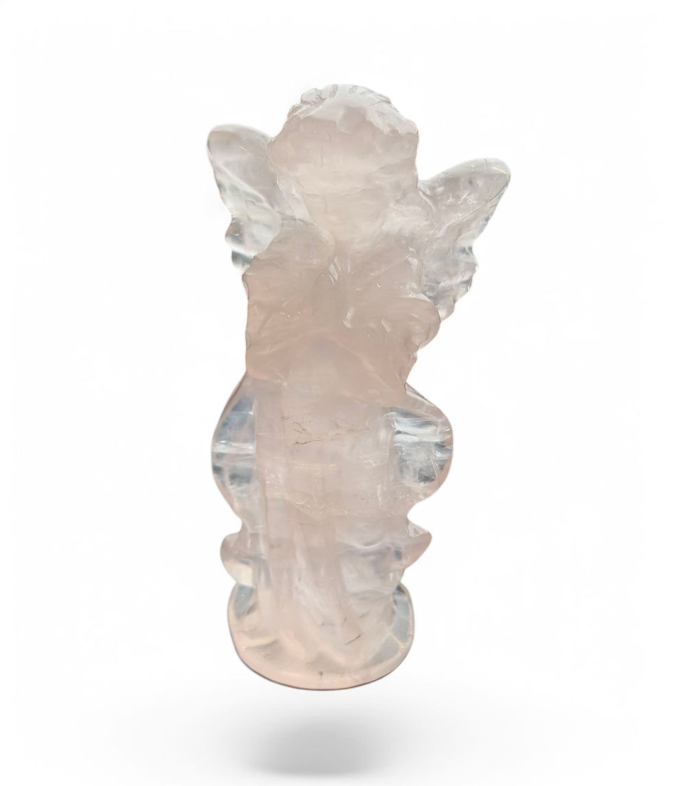 Thumbnail: 4" Natural Purple Fluorite Angel, Rose Quartz Angel