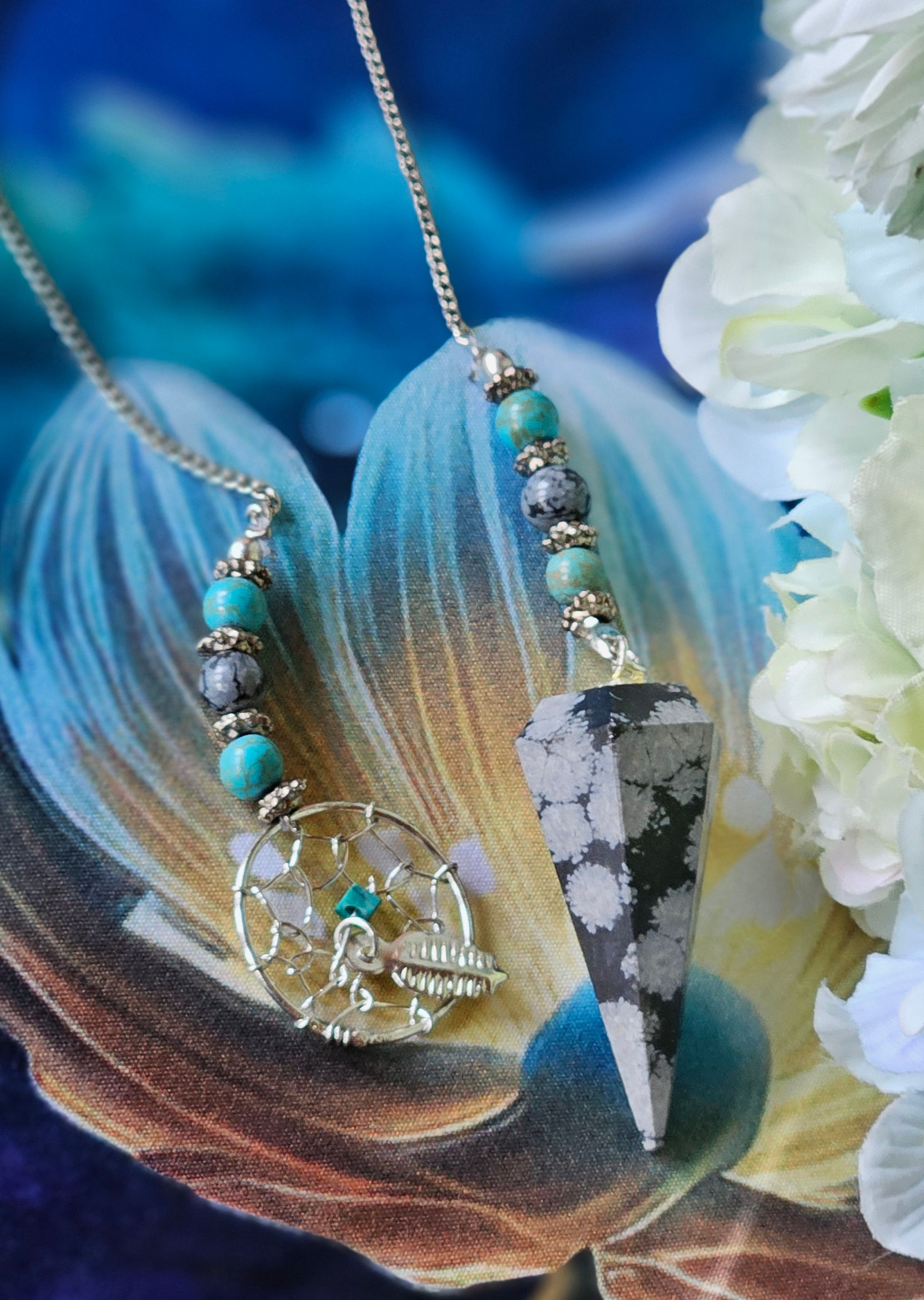 Snowflake Obsidian DreamCatcher Pendulum