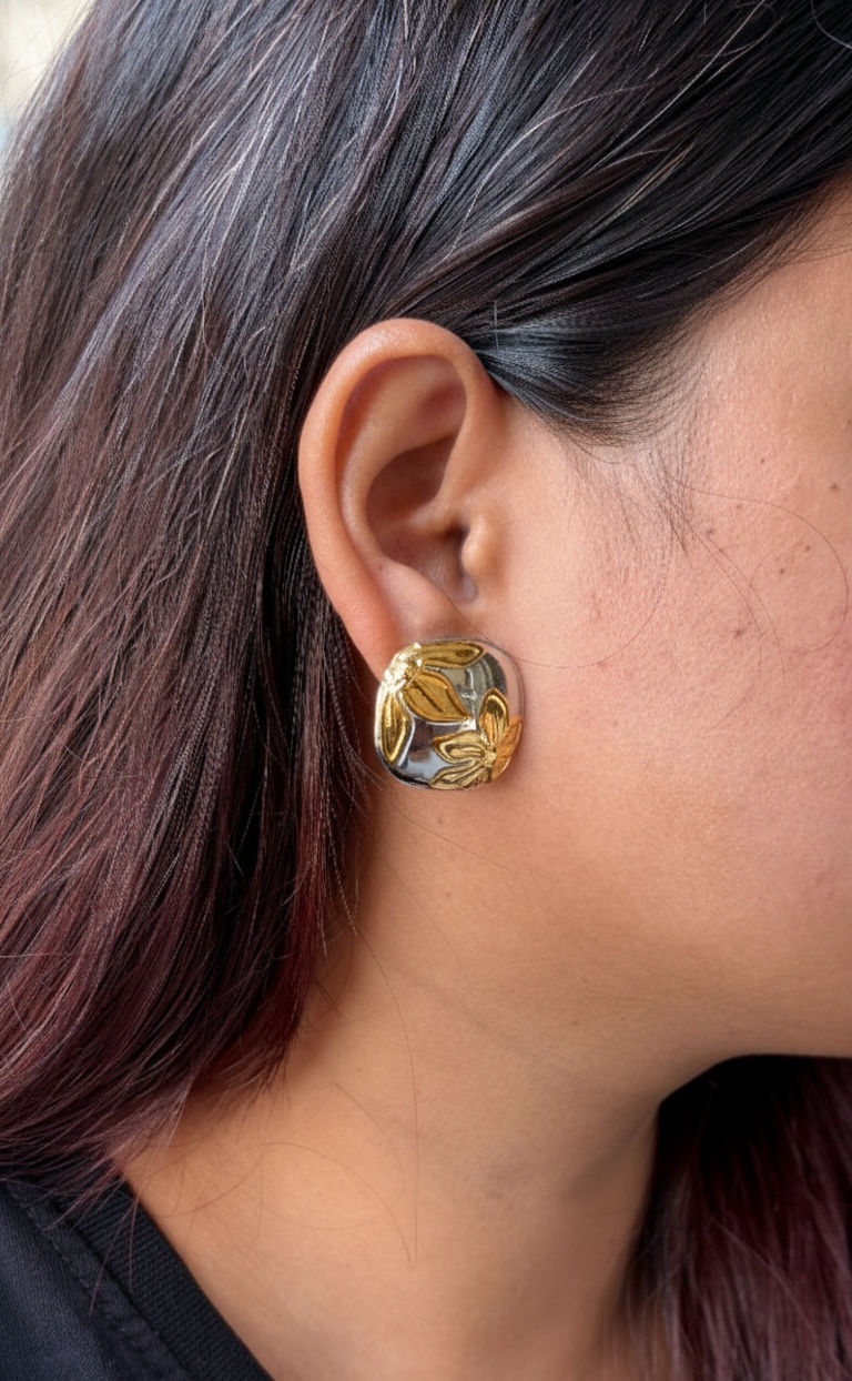 Dual Tone Blossom Earrings
