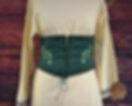 Dark Green Underbust Corset Belt with Oak Embroidery