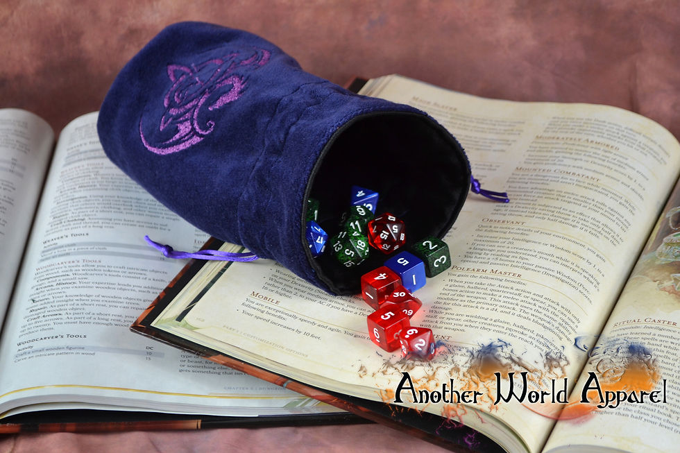 Thumbnail: Blue Velvet with Purple dragon Dice bag