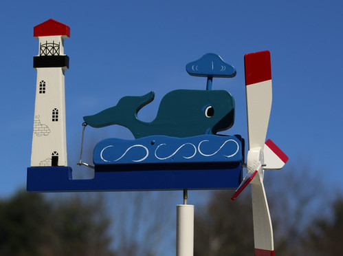 Handmade Wooden Whale Whirligig – Nautical Coastal Garden Wind