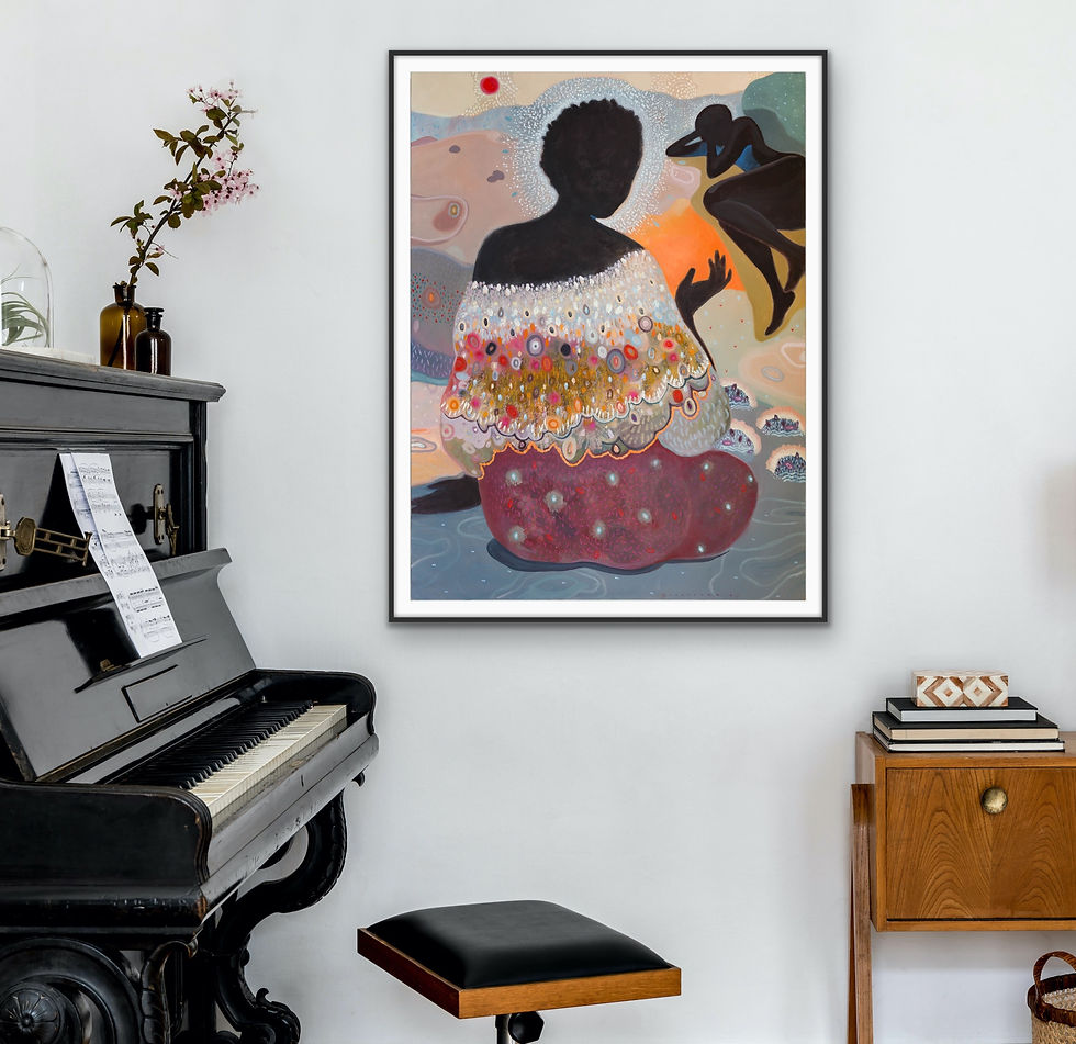Thumbnail: Long Story  - hand embellished print