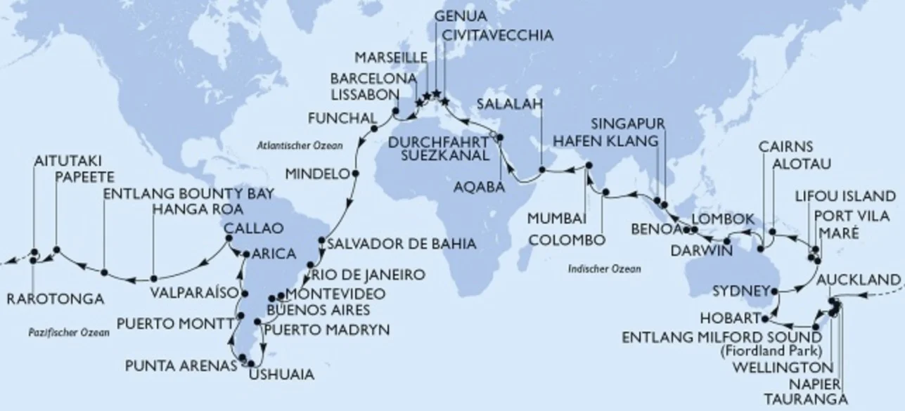 Weltreise MSC Magnifica 2023