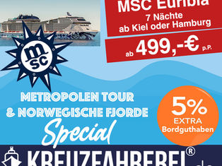MSC Euribia Norwegische Fjorde und Metropolentour Special