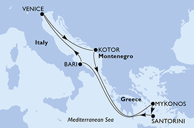 MSC Cruises Sinfonia Route Mittelmeer Sommer 2022