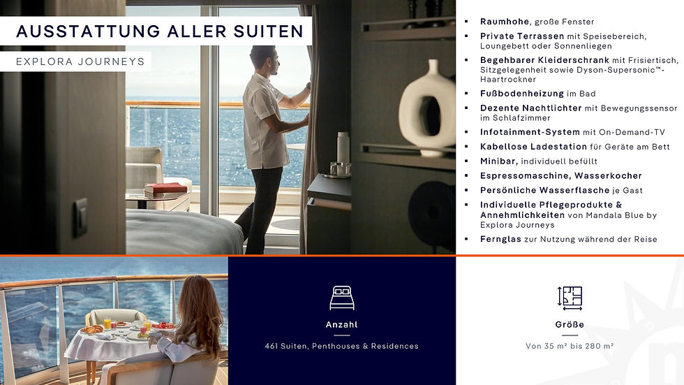 Explora Journeys Austattung aller Suiten bei der KREUZFAHREREI