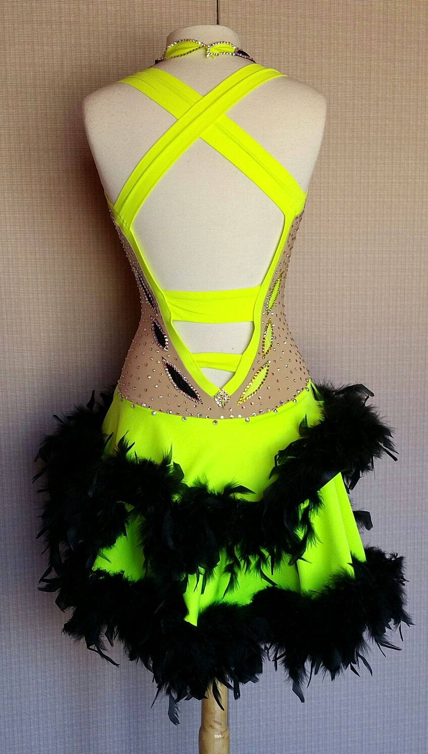 Thumbnail: Yellow and Black feathers Latin Dress