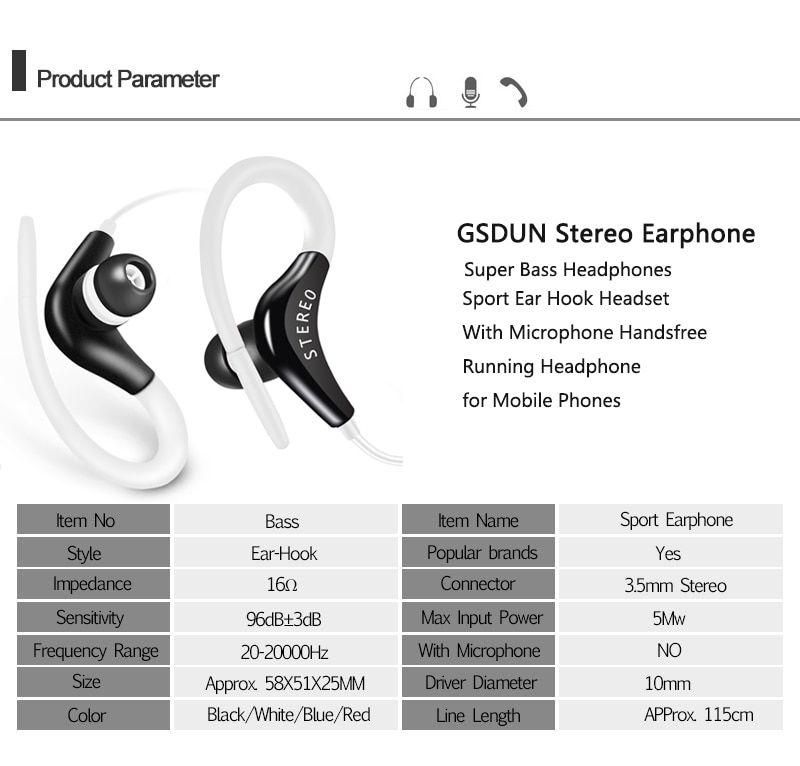 Miniatura: Universal In-Ear Sports Headphones with Microphone