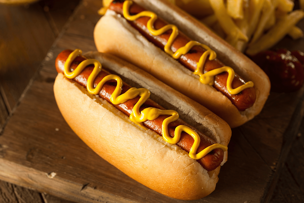 hot dogs with mustard