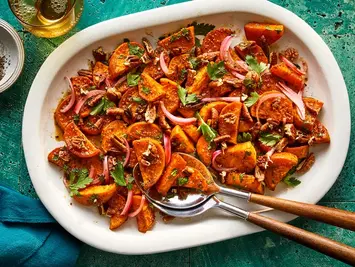 Roasted Hot Honey Sweet Potato Salad Recipe