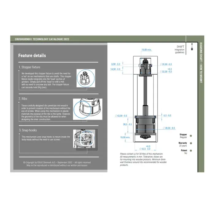 Thumbnail: CrushGrind Wood Mechanism Pepper Mill Grinders Instructions Shaft 260mm CG-SHAFT-260