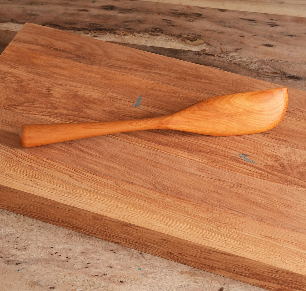 Thumbnail: Handcrafted New Zealand Matai and French Oak Wooden Spatula spoon Salad Server Set by Gillard Wood Art Gallery