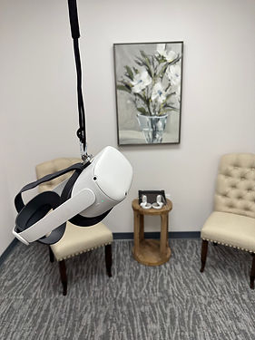 In the office of The Grove Psychiatry a VR headset hangs from ceiling